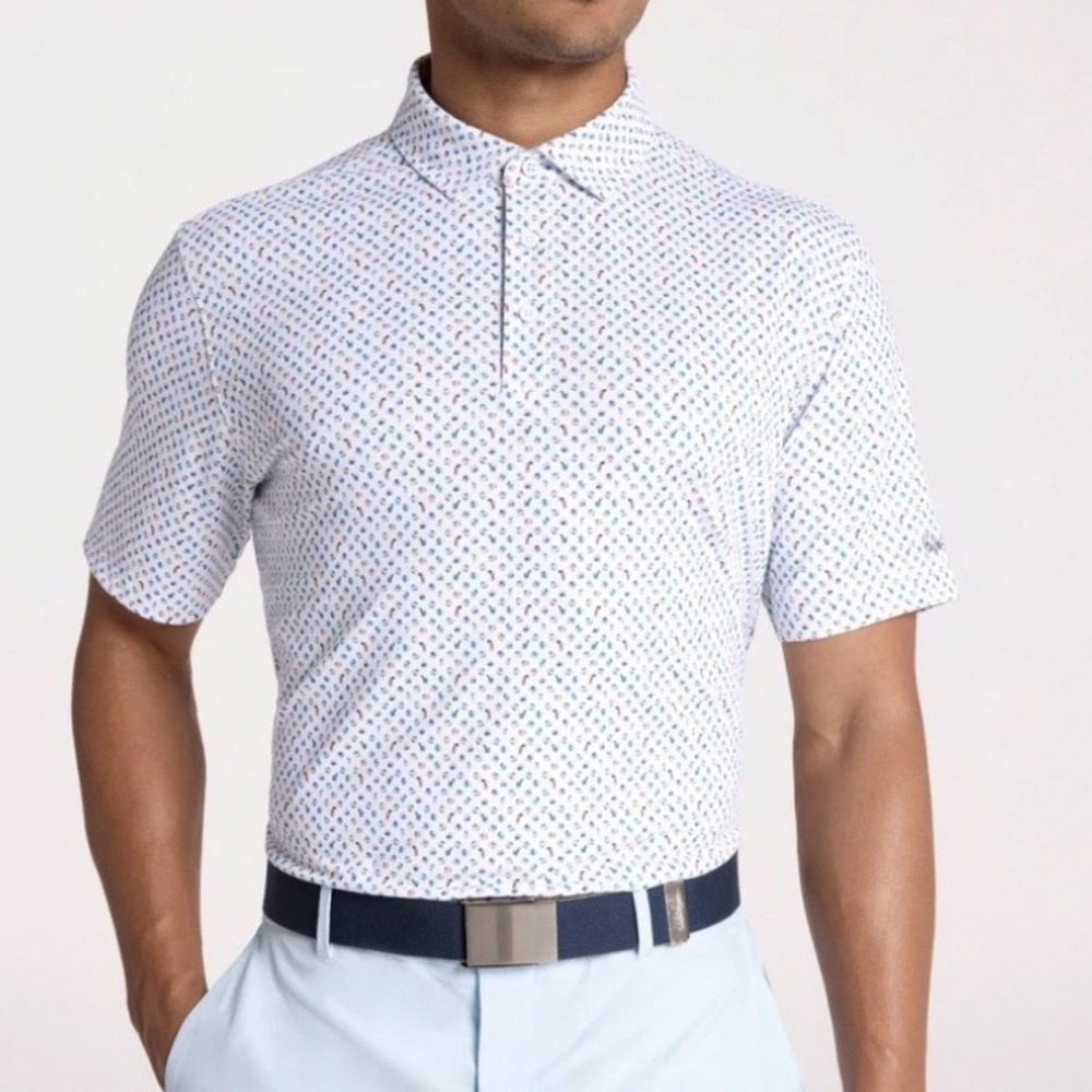 Walter Hagen Mens P11 B&T Golf Polo 3XLT Poolside Convo White Beach Print NEW